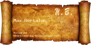 Max Bertalan névjegykártya